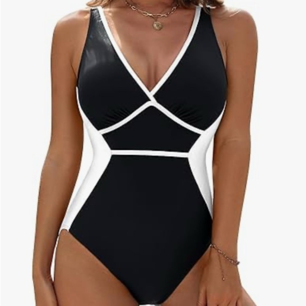 Elegant Black and White Women's Swimsuit